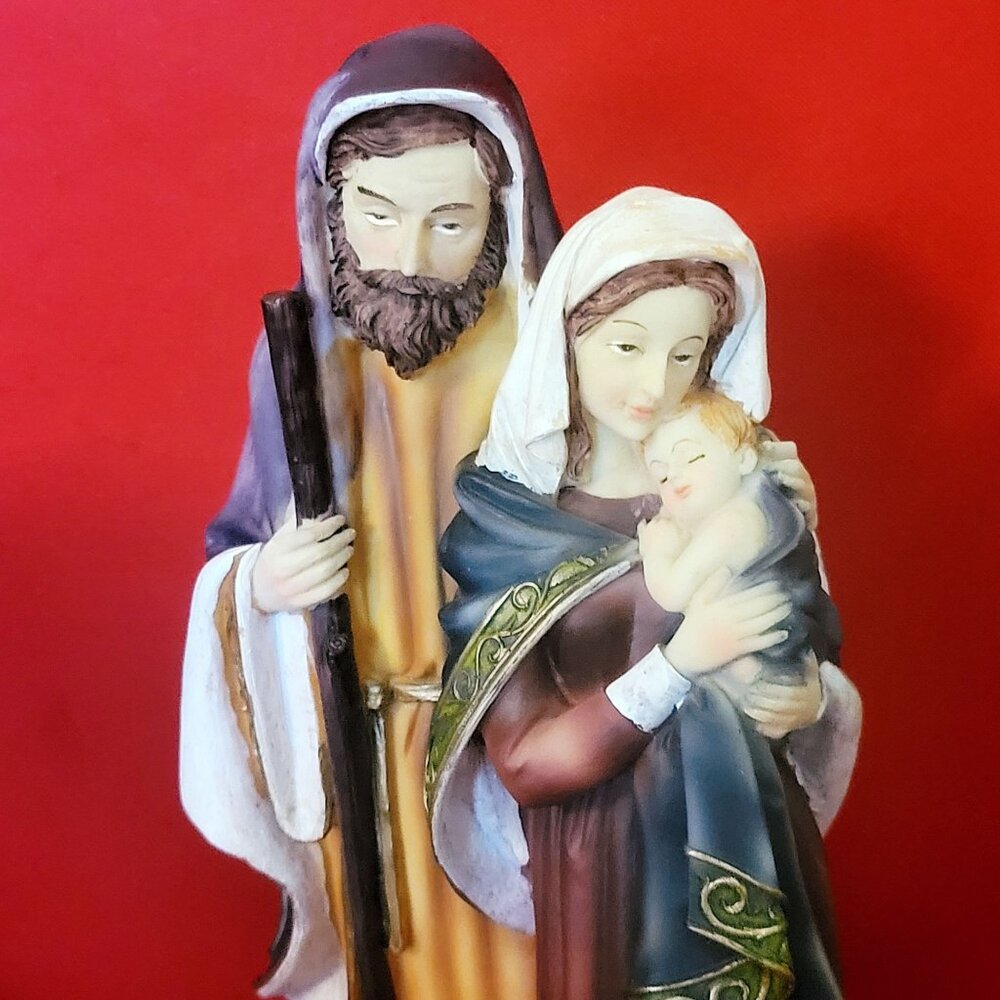 Joseph and Mary Holding Jesus Statue 13 In Tall Holy Family Figurine